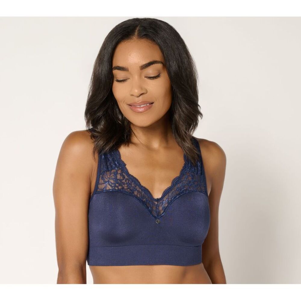 Breezies Women's Bra Sz 42B Natural Curves Seamless Wirefree Contour Blue